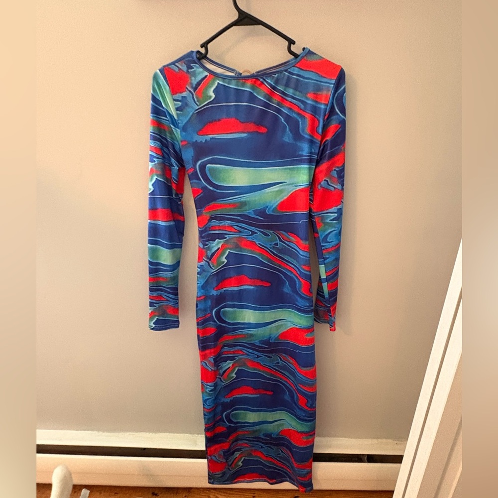 Vibrant Multicolor Long Sleeve Dress